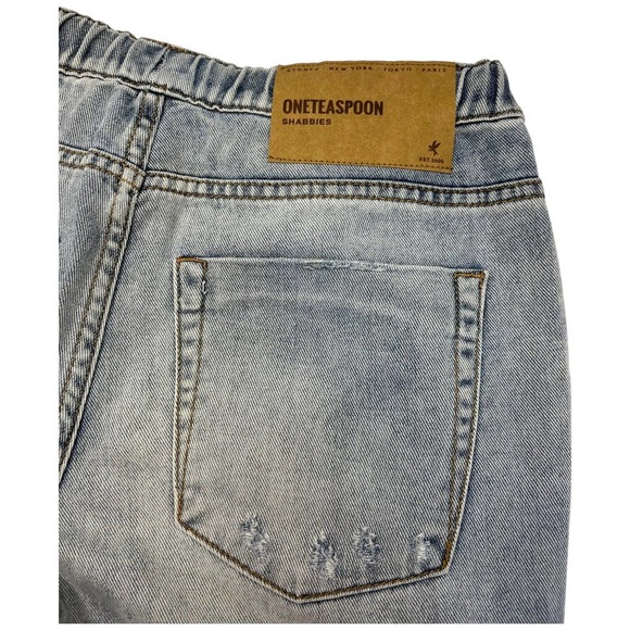 New One Teaspoon Shabbies Drawstring Boyfriend Destroyed Cuffed Montana Blue XS - Picture 11 of 16